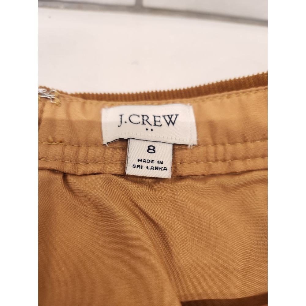 J. Crew Brown Corduroy 6‎ Button Mustard Brown Zip Back Lined Mini Skirt Size 8 - Picture 2 of 12